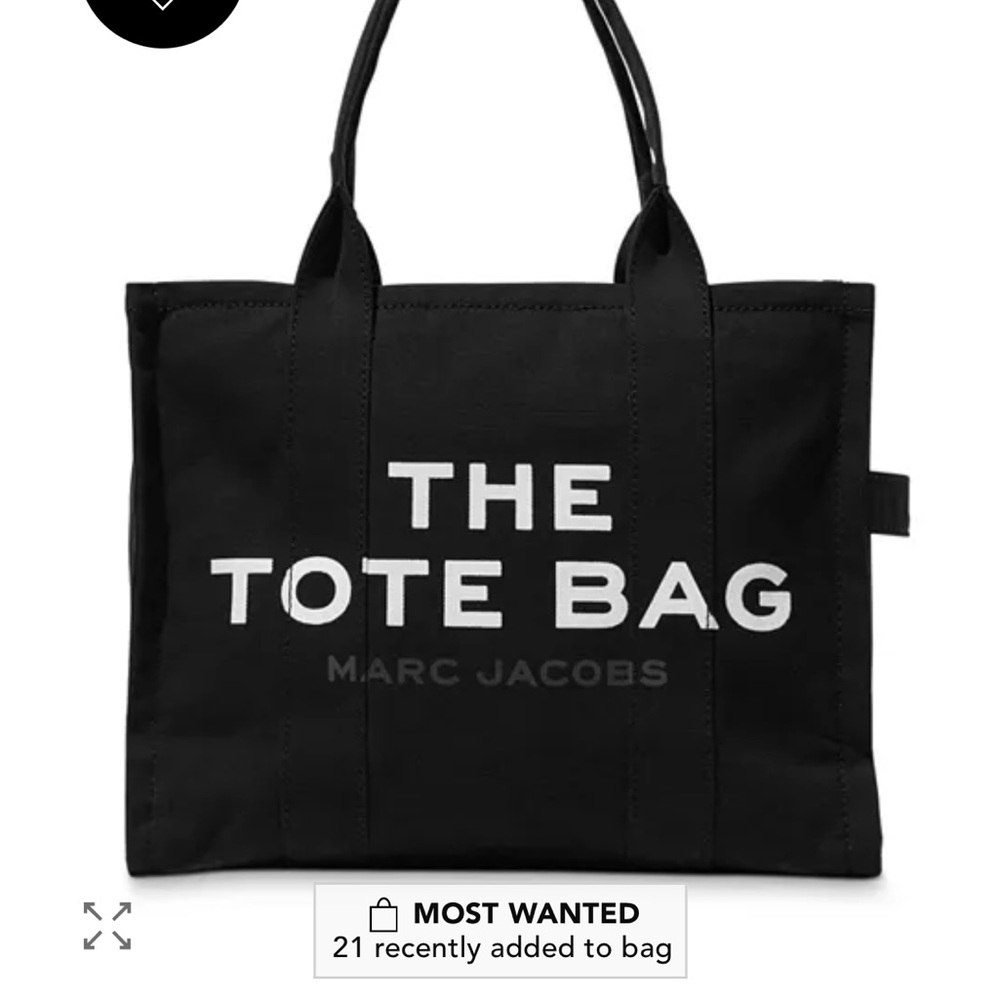 Marc Jacobs Black Canvas Tote with Bold White Logo